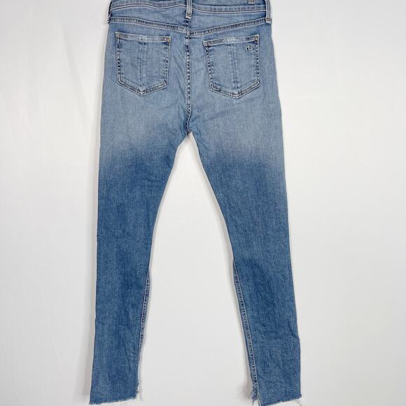 Rag & Bone Womens 27 Blue Skinny Leg with Raw Angled Fray Hem in Commodore Wash - Picture 2 of 13
